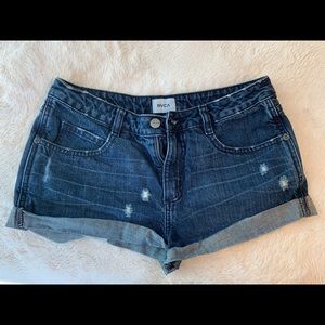 RVCA Dark Blue Ripped Jean Shorts